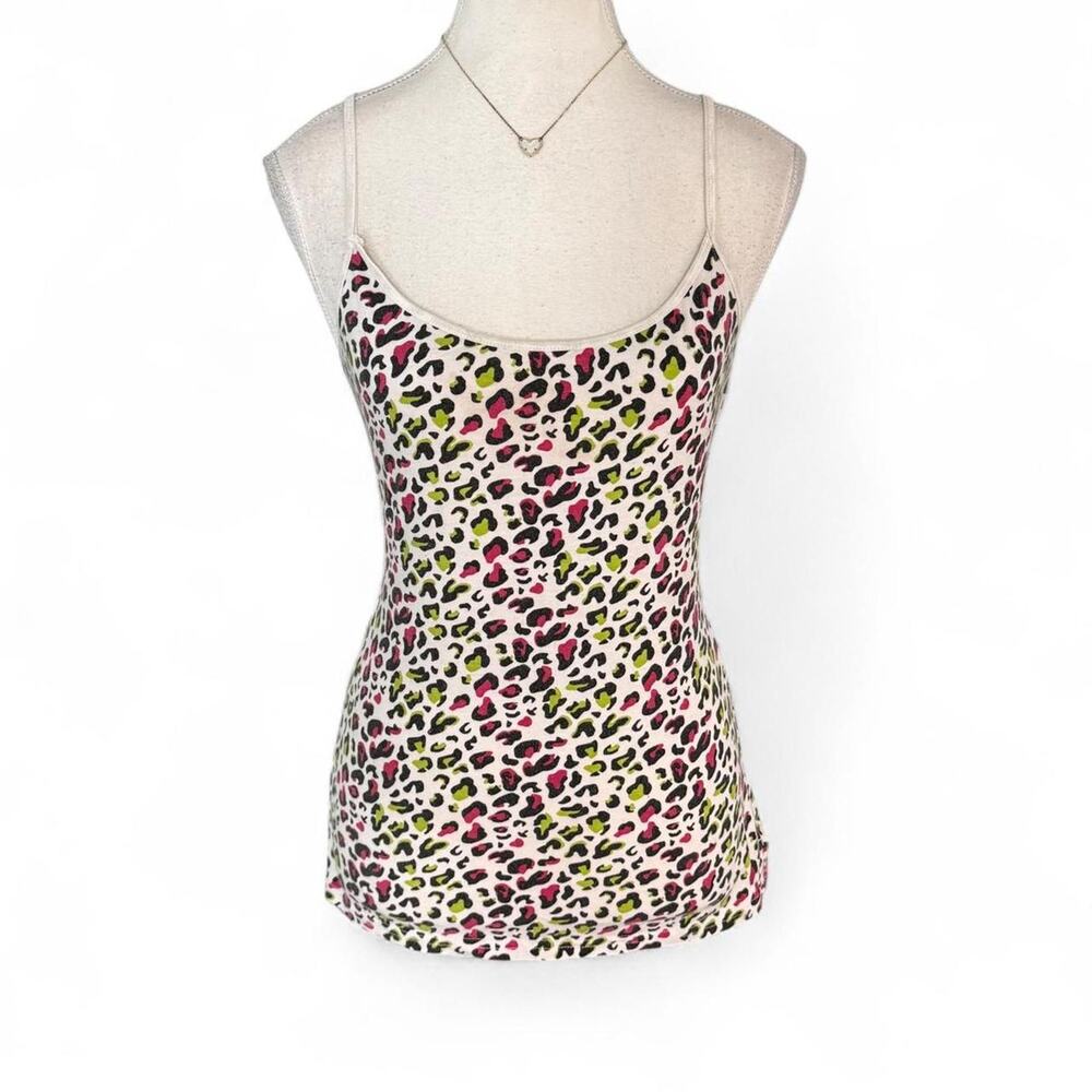 Y2K Leopard Print 2000s multi color cami full length tank top mix & co large
